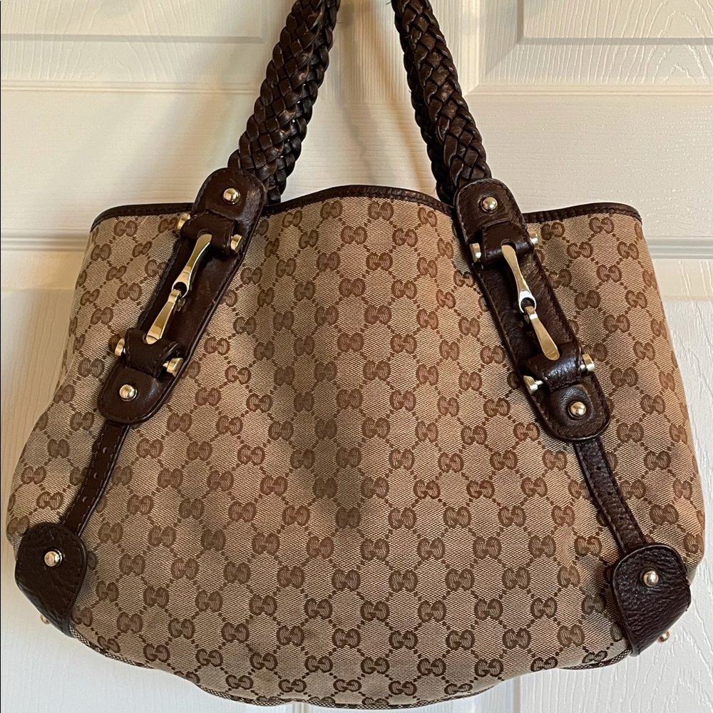 GUCCI CLASSIC SIGNATURE PELHAM BROWN HOBO